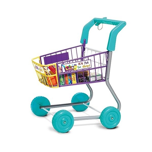 Casdon- Chariot de Courses coloré pour Enfants à partir de 2 Ans – Équipé de Tout ce Dont Vous Avez Besoin pour Un Shopping E