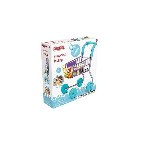 Casdon- Chariot de Courses coloré pour Enfants à partir de 2 Ans – Équipé de Tout ce Dont Vous Avez Besoin pour Un Shopping E