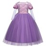 Enfant Fille Princesse Sofia Robe Carnaval Raiponce Costume Tutu Tulle Violette Satinée Manche Courte Maxi Robe Déguisement p