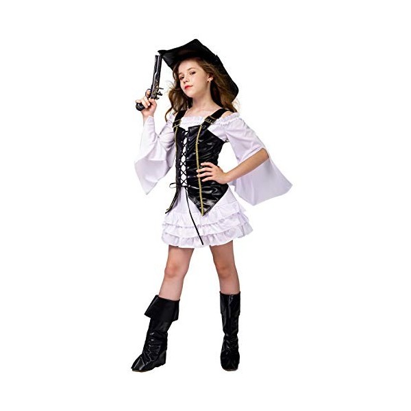 SEA HARE Déguisement de pirate de luxe pour filles M:7-9 Ans 