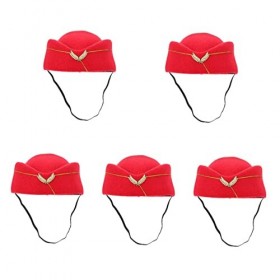 NUOBESTY 5 Pièces Performance Avion Avion Dames Capitaine Casquette Rouge Uniforme Accessoires Réglable X Cosplay À La Recher