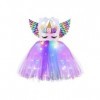 YiZYiF Enfant Fille Déguisement Licorne Sirène Robe Princesse Tutu Jupe avec Lumineuse LED Cosplay Costume Halloween Carnaval