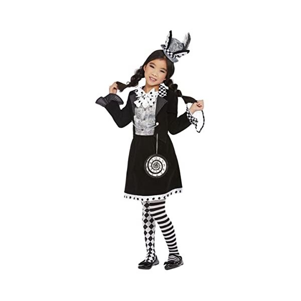 Dark Mad Hatter Costume, Black & White, Dress & Headband S 