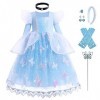 IMEKIS Filles Cendrillon Aurore Costume Princesse Fantaisie Halloween Carnaval Cosplay Habiller Robe en Tulle à Volants Fleur