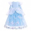 IMEKIS Filles Cendrillon Aurore Costume Princesse Fantaisie Halloween Carnaval Cosplay Habiller Robe en Tulle à Volants Fleur