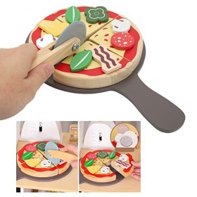 Shanrya Ensemble de Jouet de Pizza, Nourriture en Bois éducative Interactive de Jeu de Pizza pour des Enfants pour la Décorat