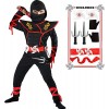 SATKULL Costume de ninja pour garçon - Costume de ninja avec accessoires en mousse - pour enfants - Taille XL - Hauteur : 130