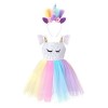 IEFIEL Enfant Licorne Robe de Princesse Fille Déguisement Carnaval Robe Habillé Cérémonie & Serre-tête & Aile dange Fée Hall