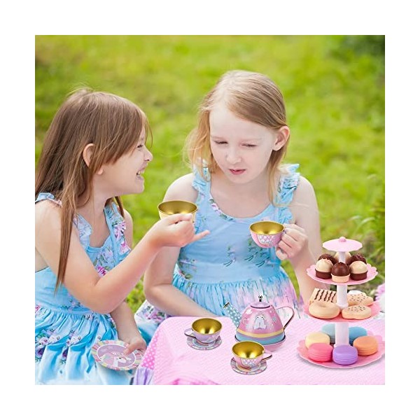 Service à Thé pour Enfants Licorne, Jouets à Dessert Jeu de Rôle Biscuits de Gâteaux, Cadeau pour Les Petites Filles