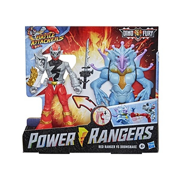 Pack de 2 Figurines Power Rangers Battle Attackers Dino Fury Modèle aléatoire