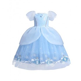 Odizli Costume de Cendrillon pour fille,Robe de princesse avec papillon en tulle,Longue robe de bal pour Halloween, Noël, car