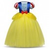 IBTOM CASTLE Princesse Costume de Blanche Neige avec Cape Filles Conte de Fée Robe de Carnaval Déguisements Snow White Cospla