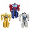 Transformers Pack de 3 Autobots 1-Step-Flip, Figurines Wheeljack, Bumblebee et Optimus Prime de 10 cm