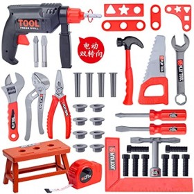 WWSUNNY Jeu Dimitation Jouet Outils Etablis - Boîte À Outils Caisse à Outils avec visseuse électronique pour Enfants