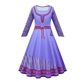 HITBOD Asha Princesse Cosplay Robe Asha Costume Fille Princesse Robe À Manches Longues Robe De Soirée Halloween Anniversaire 