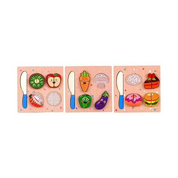 TOYANDONA Jouets Déveil 3Pcs à Découper en Bois Jeu De Alimentaire Jeux de Simulation de Cuisine Set Bois Fruits Fruits Earl