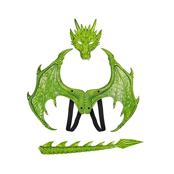 YXBOMG Ailes de Dragon Masque Queue Halloween Costume de Dragon Costume pour Enfants Costume dHabillage Accessoires de Jeux 