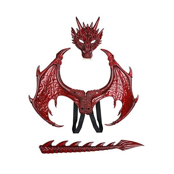 YXBOMG Ailes de Dragon Masque Queue Halloween Costume de Dragon Costume pour Enfants Costume dHabillage Accessoires de Jeux 