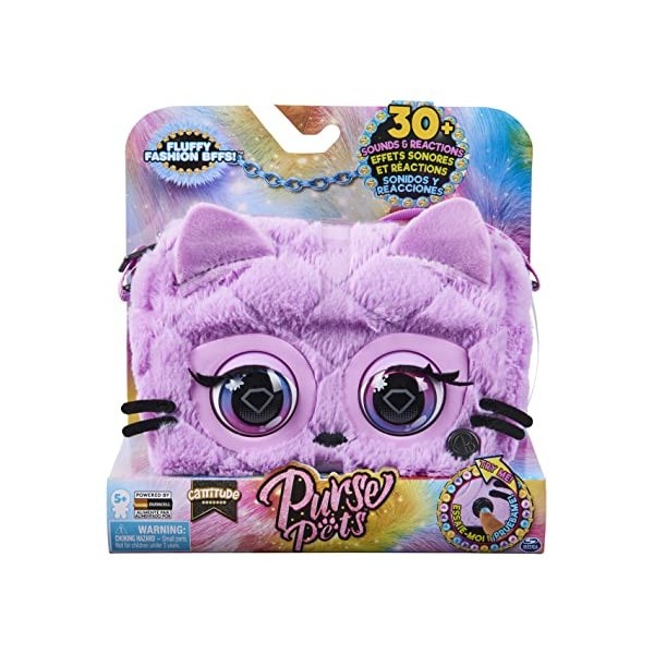 Purse Pets Fluffy Series - Lama - Compagnon INTERACTIF Format Sac A Main - Lama Animal Interactif Fausse Fourrure Qui Cligne 