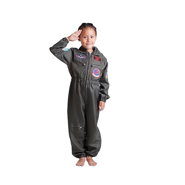 Combinaison Enfant Pilote davion pour Fans de Top Gun | Costume Salopette Pilote de Chasse | Taille: 140