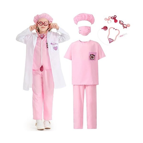 IBTOM CASTLE Deguisement Enfant Filles Garçons Docteur Costume Halloween Vétérinaire Cosplay Jeu de Rôle Prétendez Vous Habil