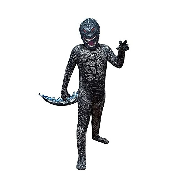Godzilla Vs Kong Costume de cosplay pour enfants pour jeux de rôle et masque 2 pièces 2-12 ans noir, 11-12 ans 
