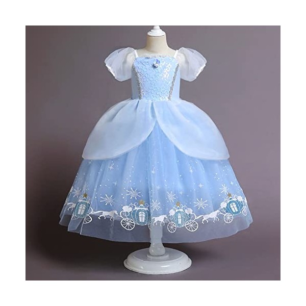 Odizli Costume de Cendrillon pour fille - Robe de princesse en tulle - Longue robe de bal - Halloween - Noël - Carnaval - Par