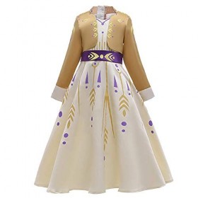 OBEEII Princesse Déguisement Reine des Neiges Fille Cosplay Costume Enfant Robe de Carnaval Soirée Halloween Fêtes Noël Anniv
