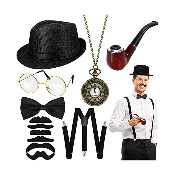 Hysagtek Accessoires pour homme, années 1920, costume de mafia, cos