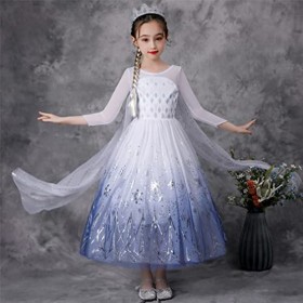 New front Déguisement de Princesse Robe Frozen Costume Elsa Frozen Girl Robe Tulle Jupe pour Cosplay Fête Halloween Anniversa