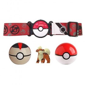 WCT Ceinture de Balle Pokemon Clip n Go avec Figurine Growlithe et 2 Pokeball Officiels Originaux
