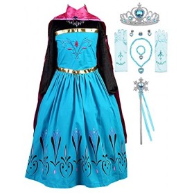 FStory&Winyee Costumes de Fille avec Accessoires Costumes de Cosplay Gants Couronne Baguette Perruques Robe de Princesse Cade