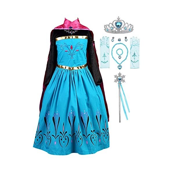 FStory&Winyee Costumes de Fille avec Accessoires Costumes de Cosplay Gants Couronne Baguette Perruques Robe de Princesse Cade