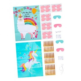 Toyvian 6 Ensembles DAutocollants De Jeu Pour Enfants Épingler La Corne Sur Le Jeu De Licorne Autocollant De Jeu DAlpaga In