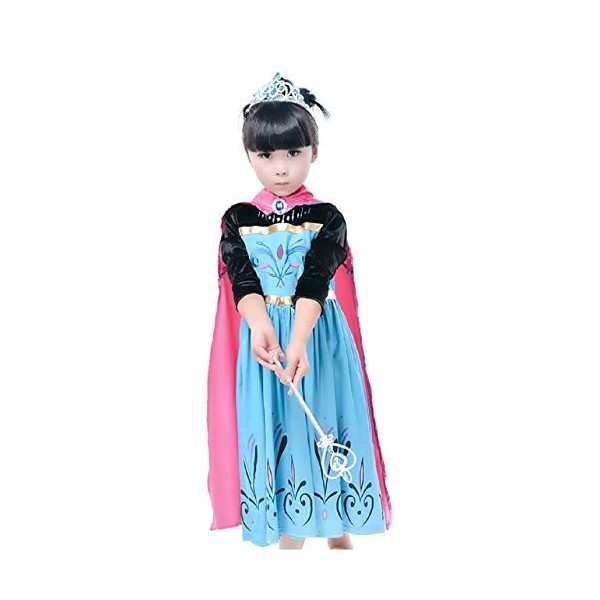 Taille 140-6/7 ans - costume - carnaval - halloween - elsa - fille - avec manches et cape en velours noir - surgelé