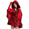 Costume de petit chaperon rouge pour femme - Déguisement dHalloween - 2 pièces - Pour jeux de rôle, Rouge, L
