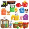 Jouets Montessori dApprentissage pour Enfants, Ensemble de Jouets de Ferme 4 en 1 avec Animaux pour Tout-Petits de 1 à 3 ans