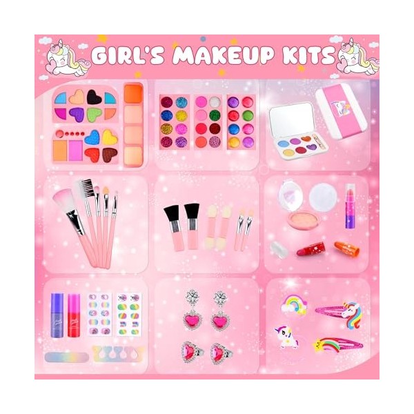 ARANEE Maquillage Enfant Jouet Filles, Kit de Maquillage Lavable, Jouets Fille sûr et Coffret de Beauté, Cadeau de Noël Anniv