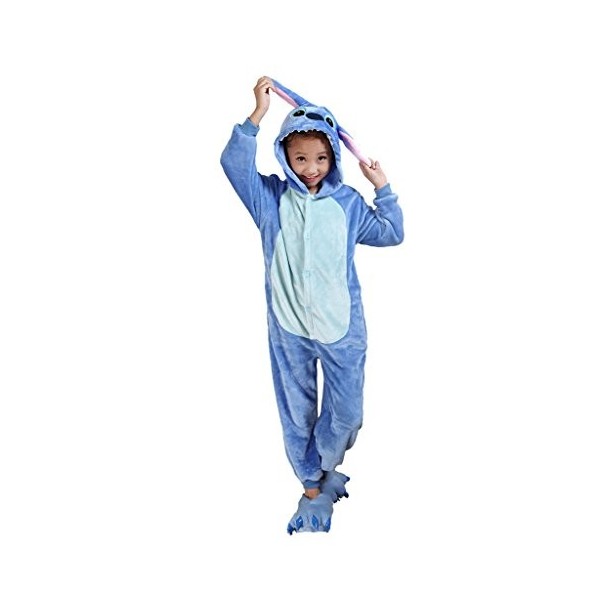 Auspicious beginning Pyjamas pour enfants Stitch pour enfants Costume cosplay animaux Costumes pour enfants Kigurumi, Bleu, 1