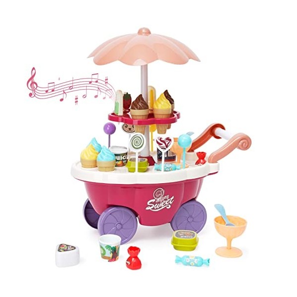 Camion de crème glacée Glace pour enfants Vente de crème glacée Ensemble de jeu pour 3 ans Boutique pour enfants Chariot de c