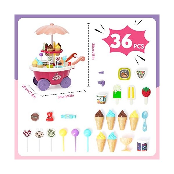 Camion de crème glacée Glace pour enfants Vente de crème glacée Ensemble de jeu pour 3 ans Boutique pour enfants Chariot de c