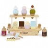 Little Log Jouet de crème glacée en Bois pour Enfants Boutique de Jeux de rôle Jouet en Bois Dessert Simulation Ensembles de 