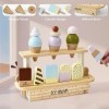 Little Log Jouet de crème glacée en Bois pour Enfants Boutique de Jeux de rôle Jouet en Bois Dessert Simulation Ensembles de 