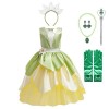 Lito Angels Deguisement Costume Robe de Princesse Tiana pour Enfant Fille Taille 6-7 ans, Vert