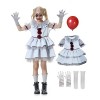 Mislaxy Déguisement Clown Robe Tutu pour Filles Cosplay avec Gants Chaussettes Ballon Horreur Jeu de Rôle Déguisement Enfants