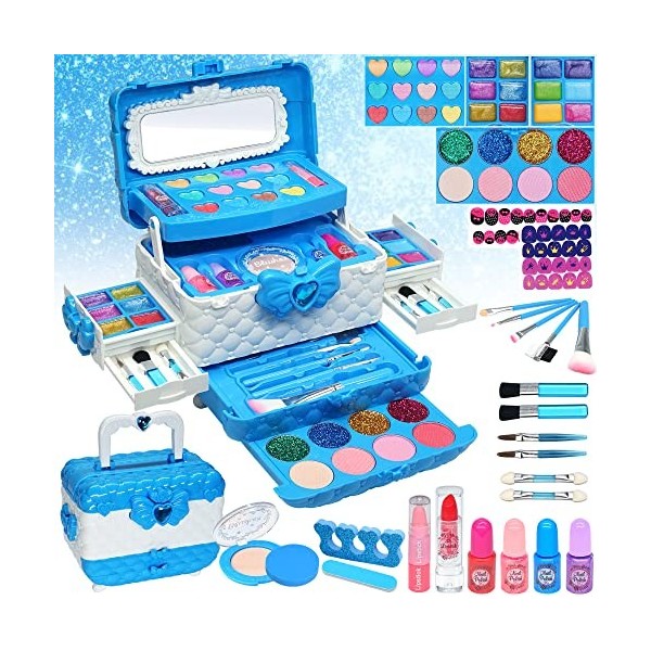 Maquillage pour Filles - 57pcs Maquillage Fille,Maquillage pour Enfants Lavable et Jouets de Maquillage Non Toxiques, Parfait