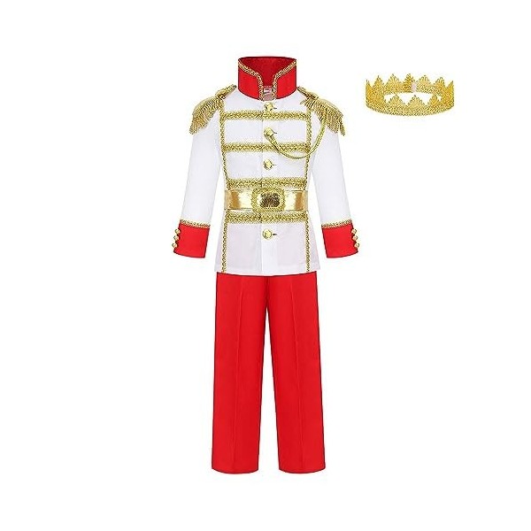 Lito Angels Deguisement Costume Prince Charmant Roi Royal avec Couronne pour Enfants Garçons Taille 8-10 ans, Rouge étiquett