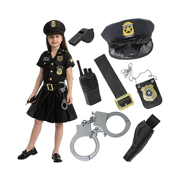 Spooktacular Creations Costume de police de jeune fille grand 10-12 ans 