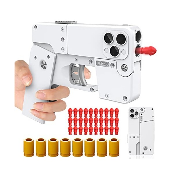 Pistolet Jouet,catapulte à balles en Mousse Souple,simulateur de Desert Eagle,avec Silencieux,Jeu dextérieur Amusant,Cadeau 