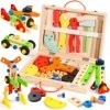 TONZE Jouet Enfant 3 4 5 Ans Caisse a Outil Enfant Jouets en Bois DIY 3D Jeux de Construction Bricolage Boite a Outil Enfant 